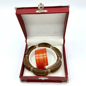 Golden Brown Rutilated Quartz Crystal Stretch Bracelet Gemstone Beads w/ Box